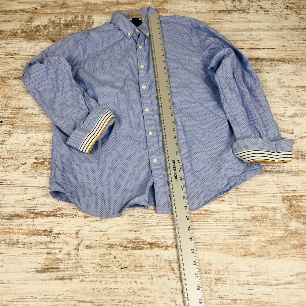 Denim & Flower Ricky Singh Mens L Blue Polka Dot Long Sleeve Button Down Shirt